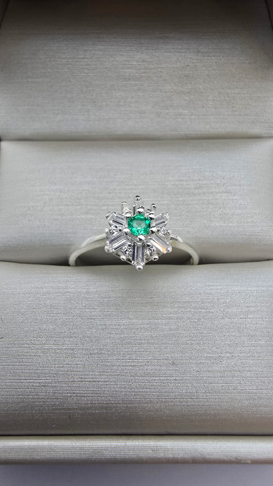 Bague argent 925 emeraude colombienne naturelle