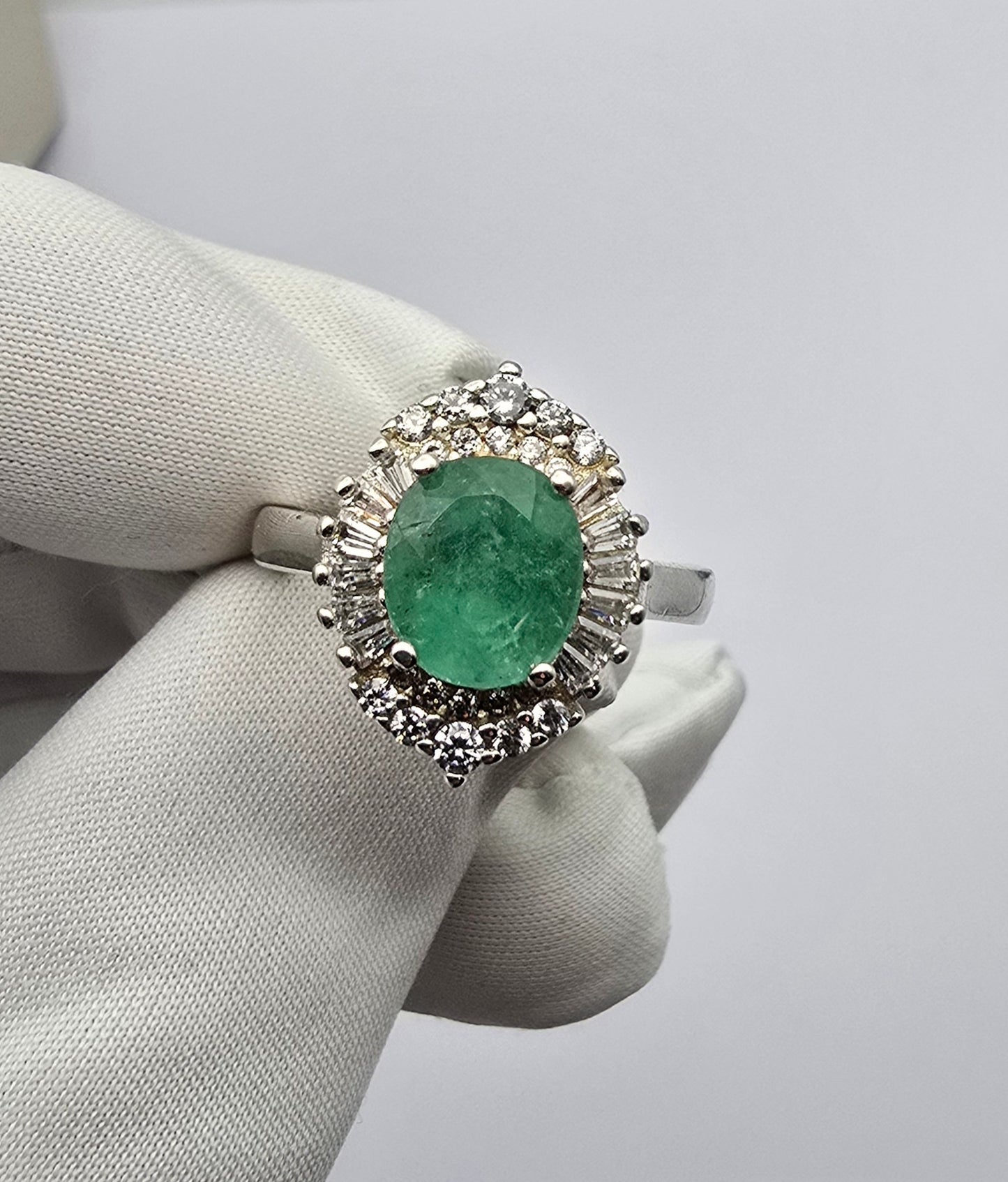 Bague argent 925 emeraude colombienne naturelle