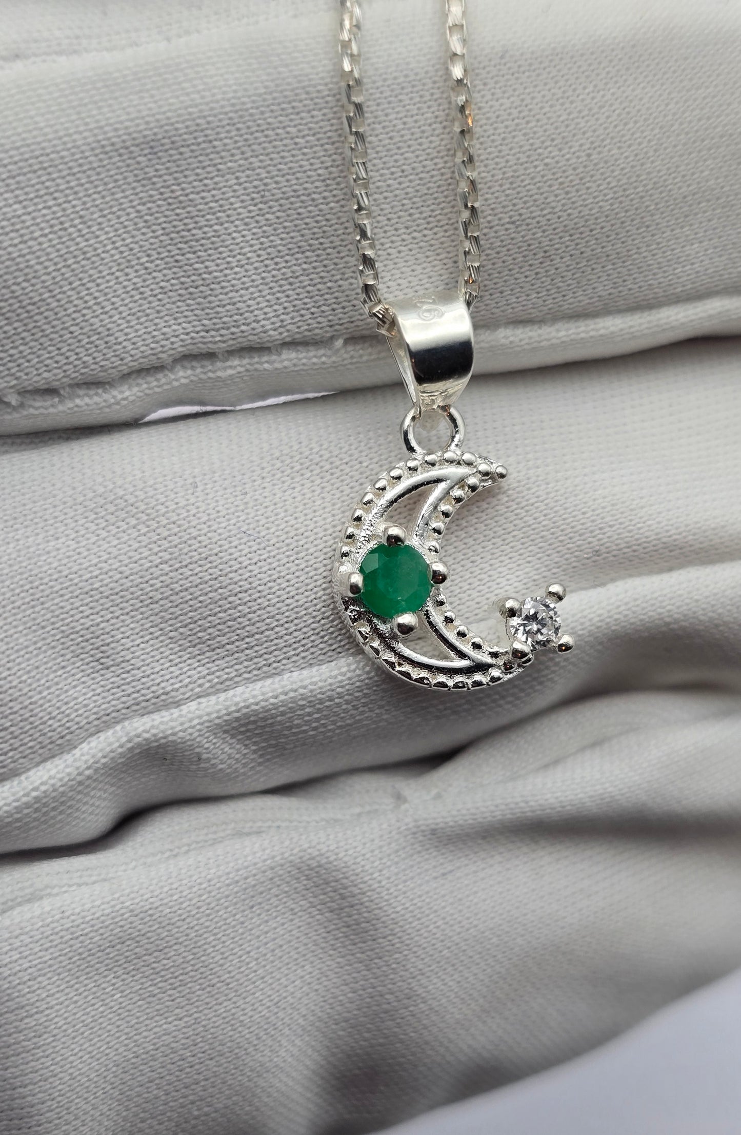 Pendentif argent 925 emeraude colombienne naturelle