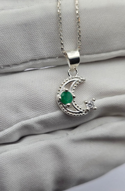 Pendentif argent 925 emeraude colombienne naturelle