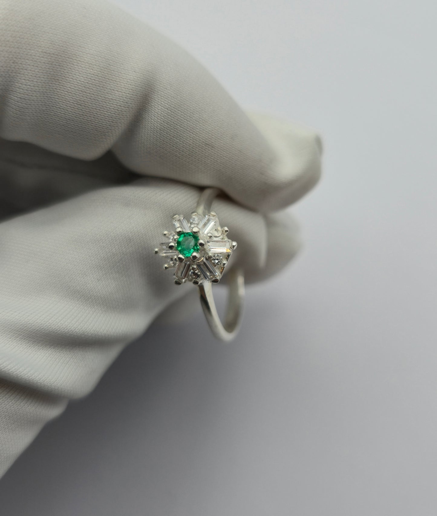 Bague argent 925 emeraude colombienne naturelle