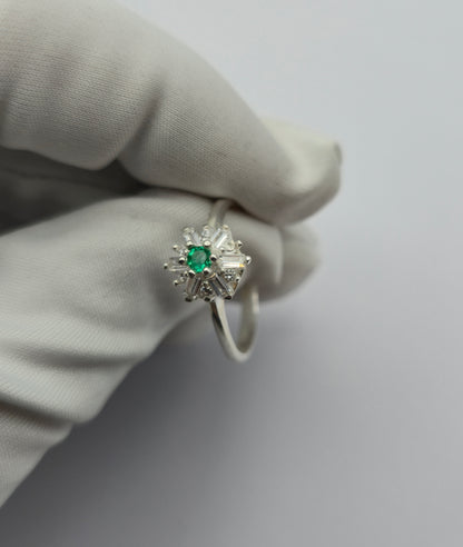 Bague argent 925 emeraude colombienne naturelle