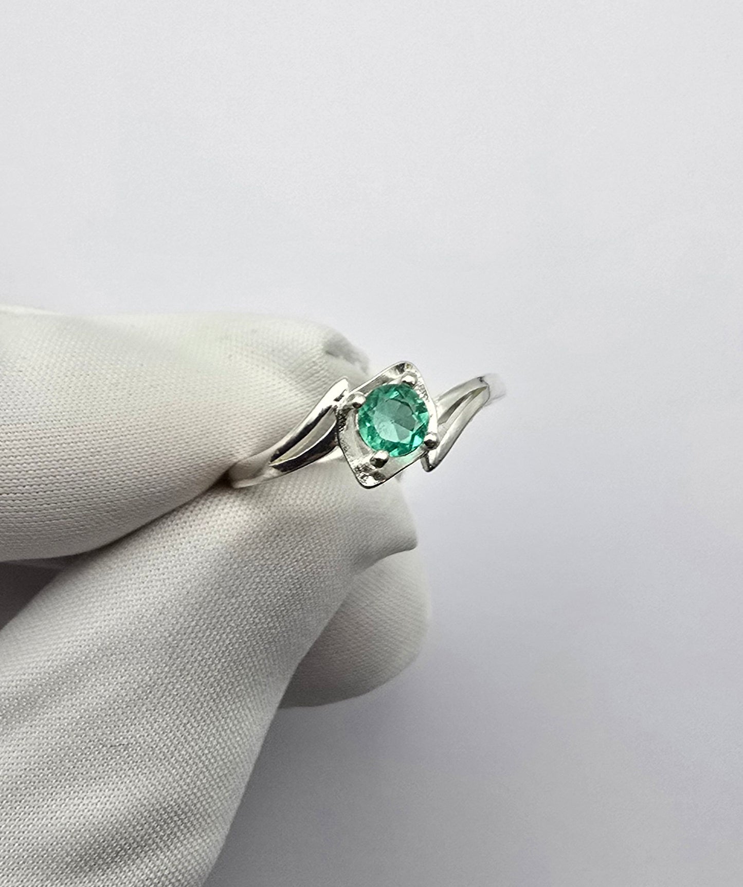 Bague argent 925 emeraude colombienne naturelle