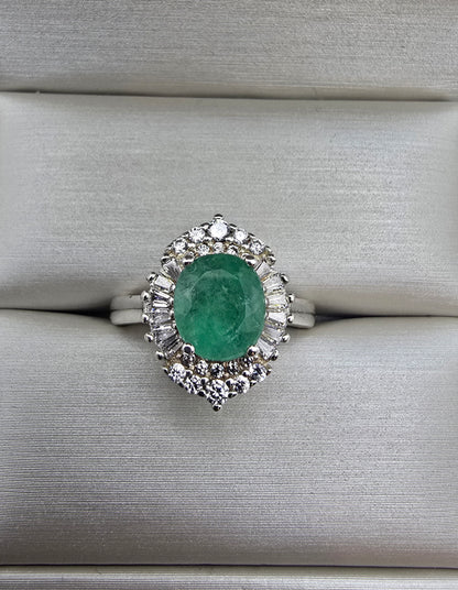 Bague argent 925 emeraude colombienne naturelle