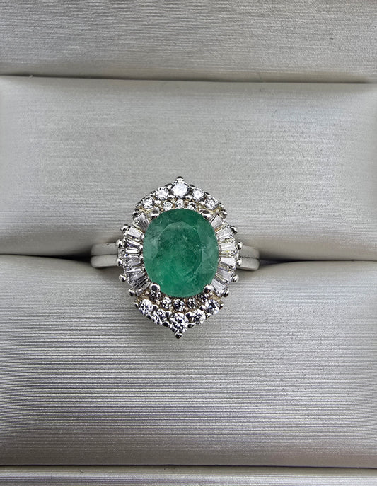 Bague argent 925 emeraude colombienne naturelle