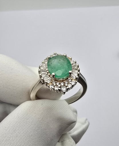 Bague argent 925 emeraude colombienne naturelle