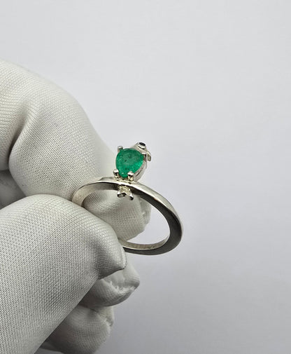 Bague argent 925 emeraude colombienne naturelle