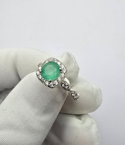 Bague argent 925 emeraude colombienne naturelle