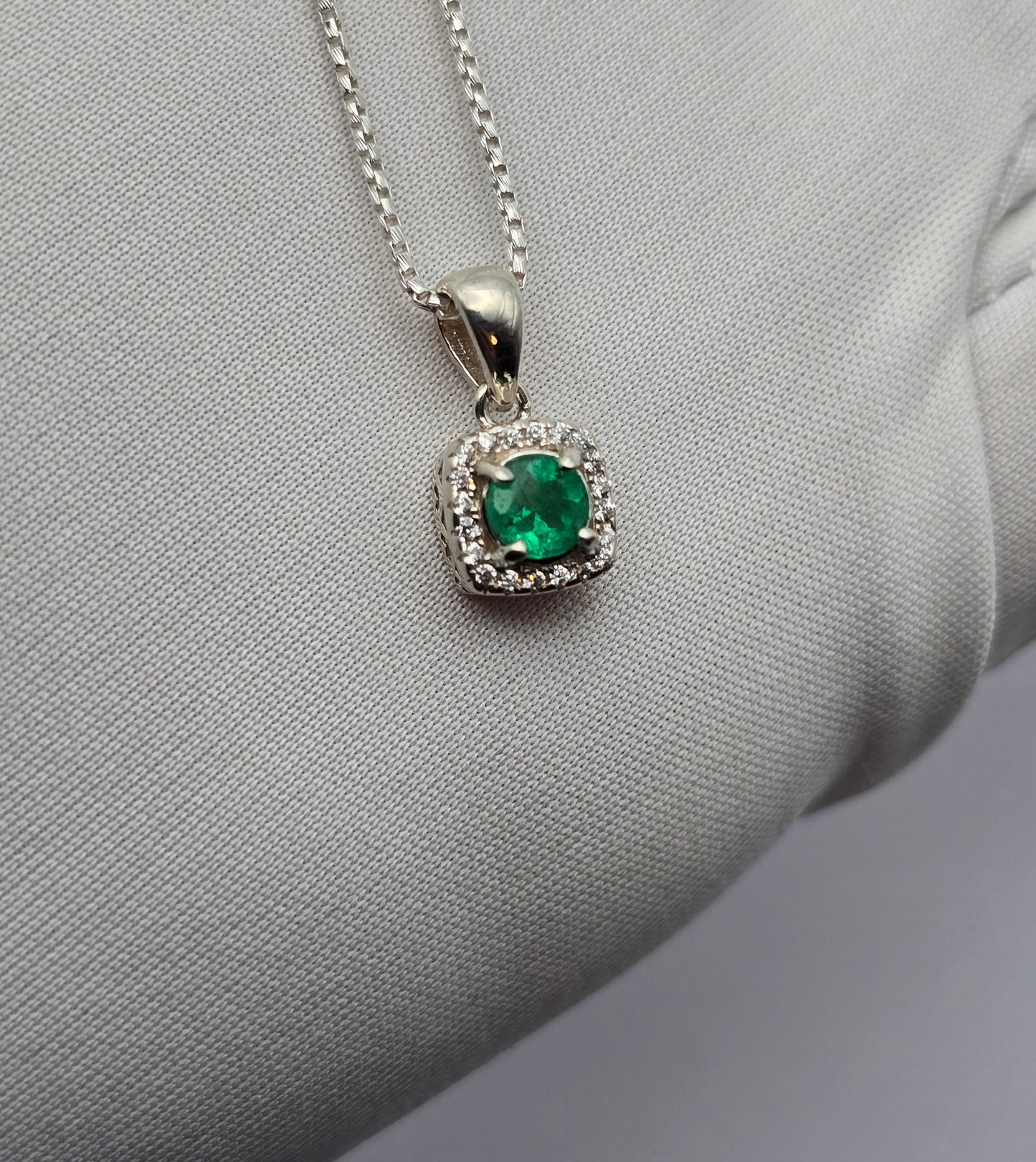 Collier argent 925 Emeraude Colombienne