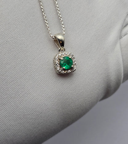 Collier argent 925 Emeraude Colombienne