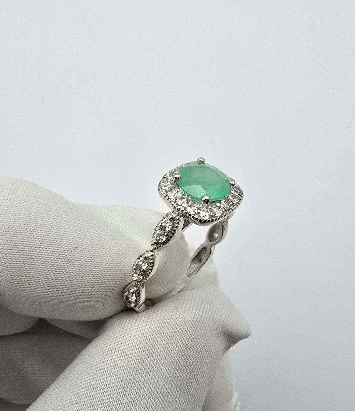 Bague argent 925 emeraude colombienne naturelle