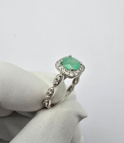 Bague argent 925 emeraude colombienne naturelle