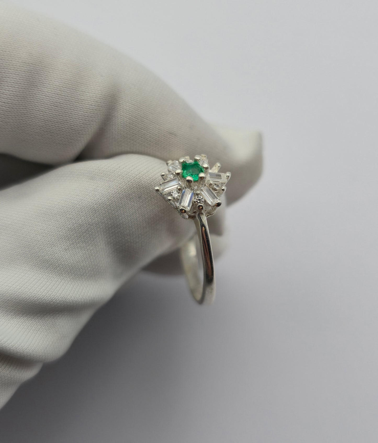 Bague argent 925 emeraude colombienne naturelle