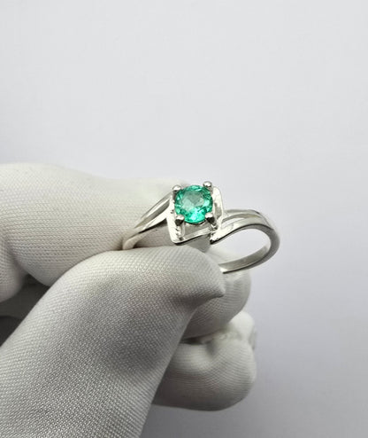 Bague argent 925 emeraude colombienne naturelle