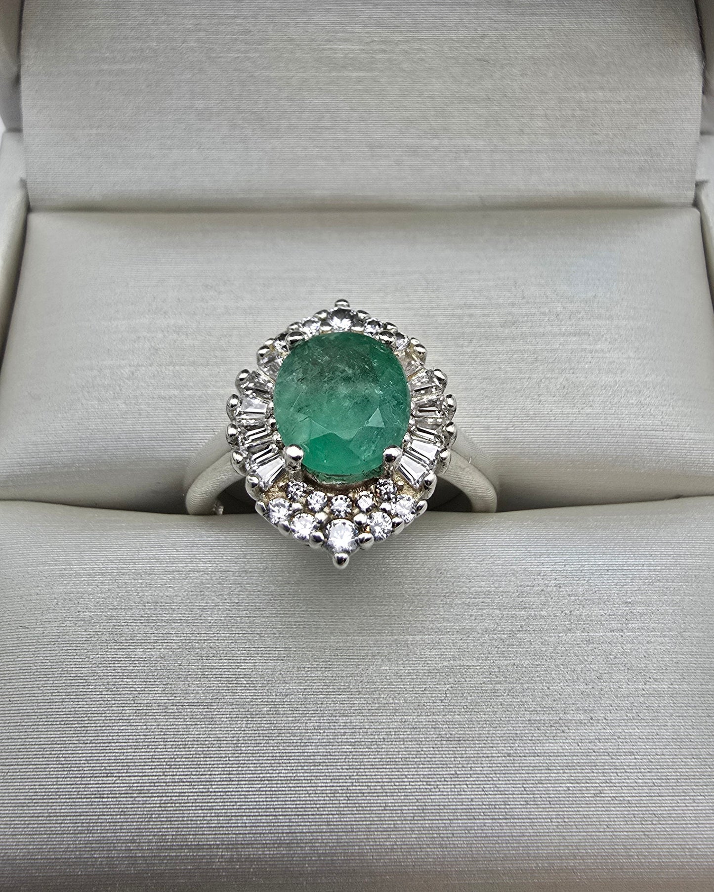 Bague argent 925 emeraude colombienne naturelle