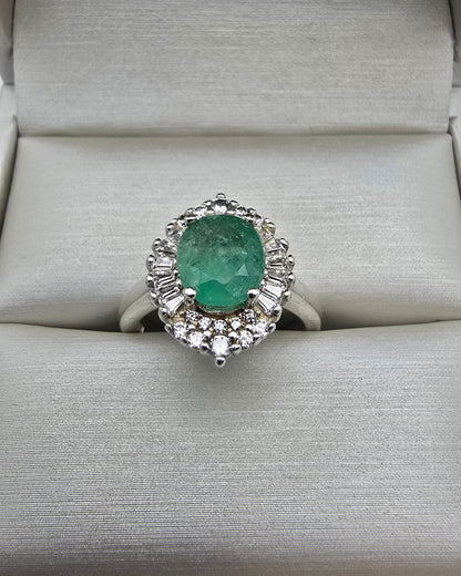 Bague argent 925 emeraude colombienne naturelle